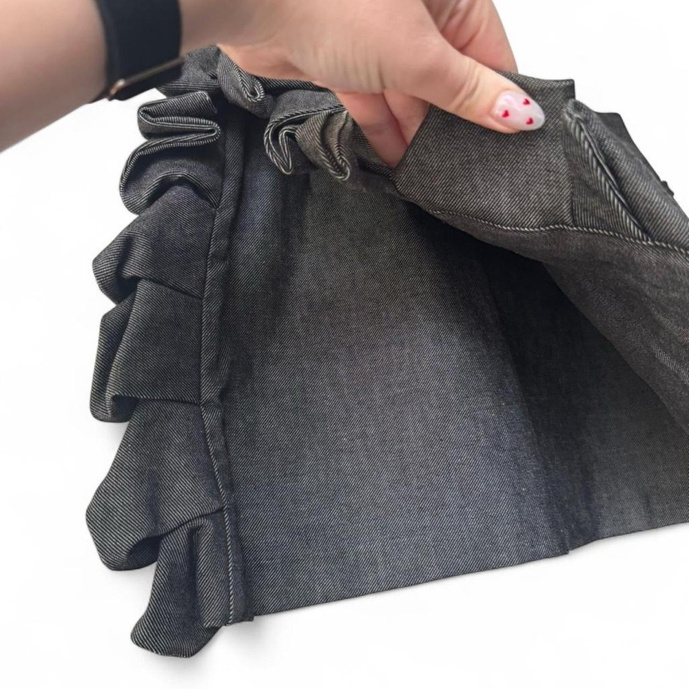 Lionne NYC Althea Charcoal Denim Ruffle Mini Skirt - Size Medium - NYFW Brand - Picture 5 of 8